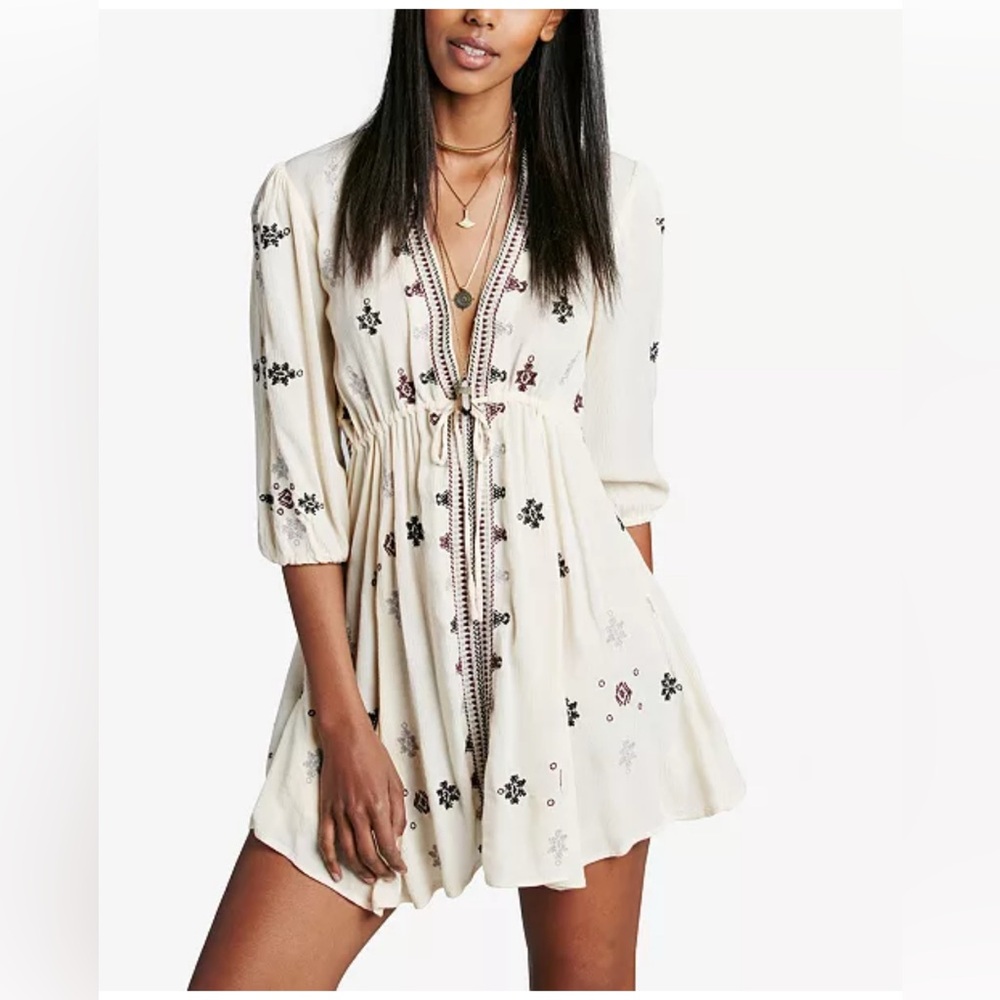 Embroidered Cream Dress